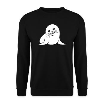 Silhouette de bébé phoque Motif d’animal mignon - Sweat-shirt Unisexe - noir - Devant - Alina (178cm) & Michal (187cm)