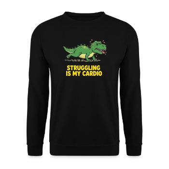 Dinosaur déteste l’entraînement cardio - Sweat-shirt Unisexe - noir - Devant - Alina (178cm) & Michal (187cm)