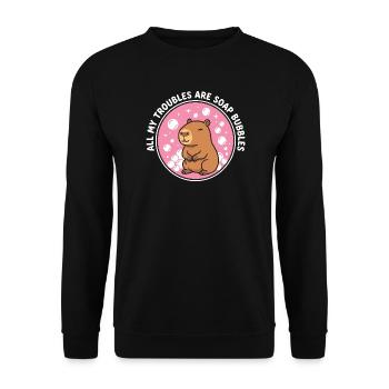 All My Troubles Are Soap Bubbles - Unisex Pullover - Schwarz - Vorne - Alina (178cm) & Michal (187cm)
