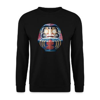 Blumiger Daruma Maskendesign Daruma Origami - Unisex Pullover - Schwarz - Vorne - Alina (178cm) & Michal (187cm)