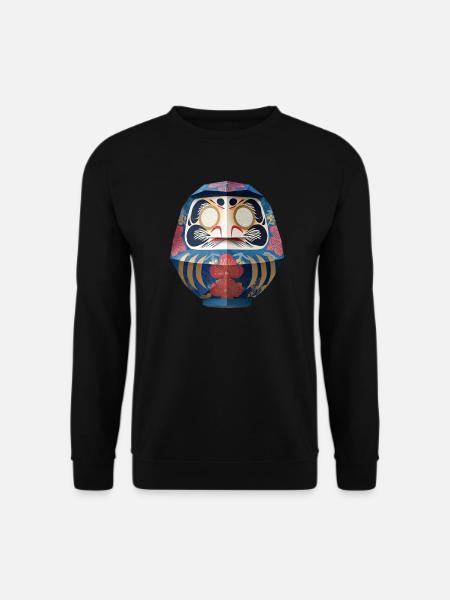 Blumiger Daruma Maskendesign Daruma Origami - Unisex Pullover - Schwarz