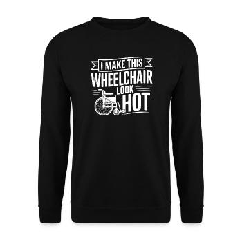 Ich lasse diesen Rollstuhl heiß aussehen - Unisex Pullover - Schwarz - Vorne - Alina (178cm) & Michal (187cm)