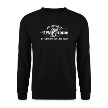 Papa Et Pêcheur Je Déchire Humour - Sweat-shirt Unisexe - noir - Devant - Alina (178cm) & Michal (187cm)