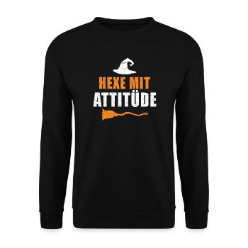 Hexe Mit Attitüde - Unisex Pullover - Schwarz - Vorne - Alina (178cm) & Michal (187cm)