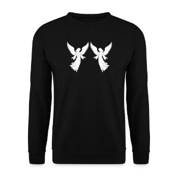 Doppelte Engelsflügel Silhouette - Unisex Pullover - Schwarz - Vorne - Alina (178cm) & Michal (187cm)