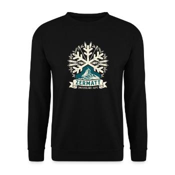 Alpes de Suisse de Zermatt vintage - Sweat-shirt Unisexe - noir - Devant - Alina (178cm) & Michal (187cm)