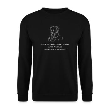 Arthur Schopenhauer Porträt - Unisex Pullover - Schwarz - Vorne - Alina (178cm) & Michal (187cm)
