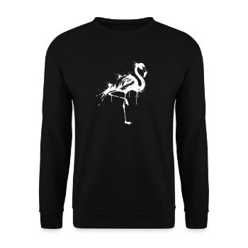 Flamingo Schwarz-Weiß-Spritzer - Unisex Pullover - Schwarz - Vorne - Alina (178cm) & Michal (187cm)