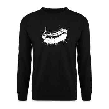 Hot-Dog Ink Splash & Éclaboussures Blanc - Sweat-shirt Unisexe - noir - Devant - Alina (178cm) & Michal (187cm)