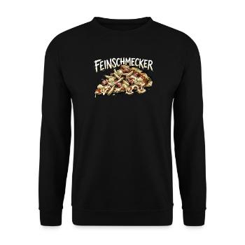 Lustige feinschmecker Pizza - Pommes Ananas Wurst - Unisex Pullover - Schwarz - Vorne - Alina (178cm) & Michal (187cm)