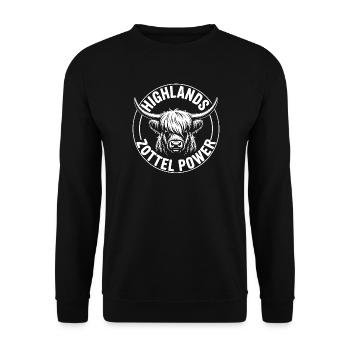 Highland Zottel Power - Unisex Pullover - Schwarz - Vorne - Alina (178cm) & Michal (187cm)