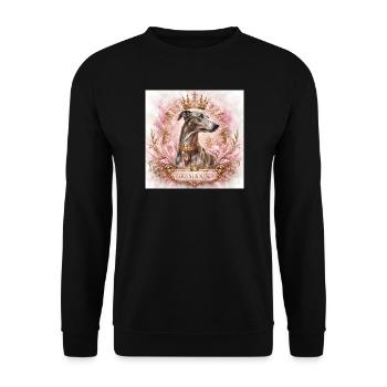 Portrait royal de lévrier avec couronne - Sweat-shirt Unisexe - noir - Devant - Alina (178cm) & Michal (187cm)