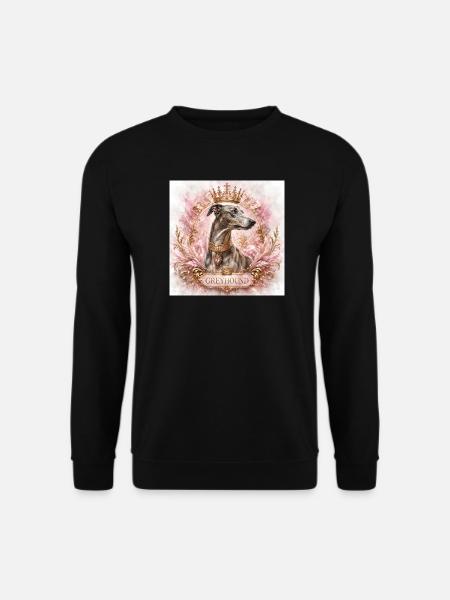 Royal Greyhound Portrait with Crown - Unisex Sweatshirt - black