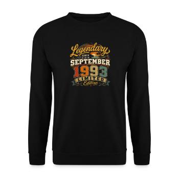 Legendary since September 1993 Vintage Gift - Unisex Sweatshirt - black - Front - Alina (178cm) & Michal (187cm)
