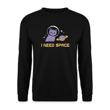 Space Cat – J’ai besoin d’espace - Sweat-shirt Unisexe - noir - Devant - Alina (178cm) & Michal (187cm)