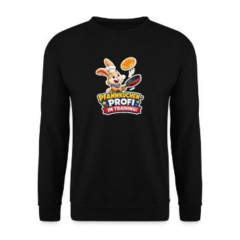Hase Pfannkuchen Profi im Training Koch Motiv - Unisex Pullover - Schwarz - Vorne - Alina (178cm) & Michal (187cm)