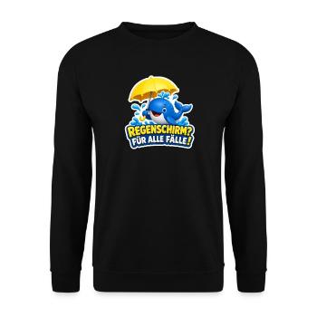 Wal Regenschirm für alle Fälle Lustiger Spruch - Unisex Pullover - Schwarz - Vorne - Alina (178cm) & Michal (187cm)