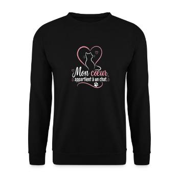 Mon cœur appartient à un chat - Sweat-shirt Unisexe - noir - Devant - Alina (178cm) & Michal (187cm)
