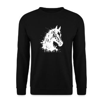 Pferde-Stil Ink Splash Reitkunst Weiß - Unisex Pullover - Schwarz - Vorne - Alina (178cm) & Michal (187cm)