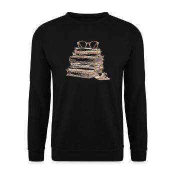 Stack of books with glasses - Unisex Sweatshirt - black - Front - Alina (178cm) & Michal (187cm)
