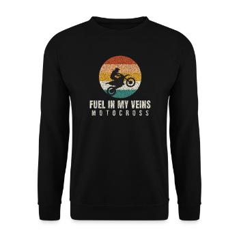 Fuel In My Veins Retro Motocross - Unisex Sweatshirt - black - Front - Alina (178cm) & Michal (187cm)