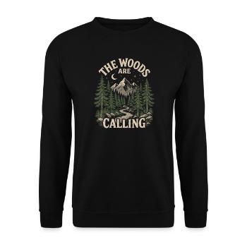 Outdoor Adventure - The Woods are Calling - Unisex Sweatshirt - black - Front - Alina (178cm) & Michal (187cm)