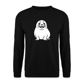 Silhouette de phoque mignonne - Sweat-shirt Unisexe - noir - Devant - Alina (178cm) & Michal (187cm)