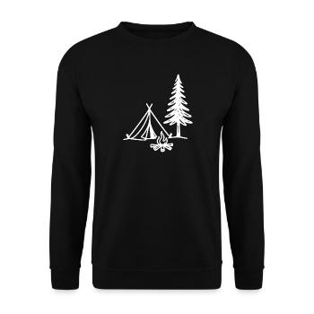 Tente de camping avec feu de camp et sapin de Noël en plein air - Sweat-shirt Unisexe - noir - Devant - Alina (178cm) & Michal (187cm)