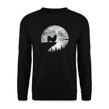 Pekingese Full Moon - Peke Dog Mom Dad Lap Dog - Unisex Sweatshirt - black - Front - Alina (178cm) & Michal (187cm)