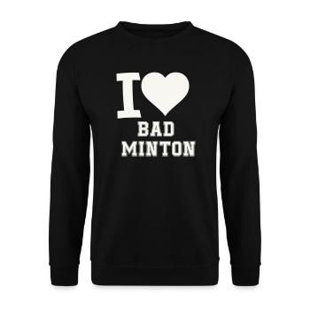 I love badminton heart - Unisex Sweatshirt - black - Front - Alina (178cm) & Michal (187cm)