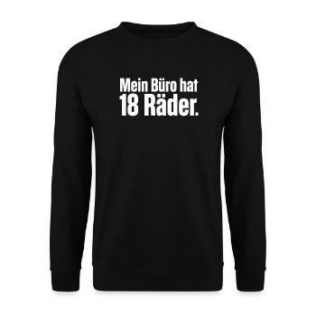 Mein Büro hat 18 Räder - LKW Fahrer, Fernfahrer - Unisex Pullover - Schwarz - Vorne - Alina (178cm) & Michal (187cm)