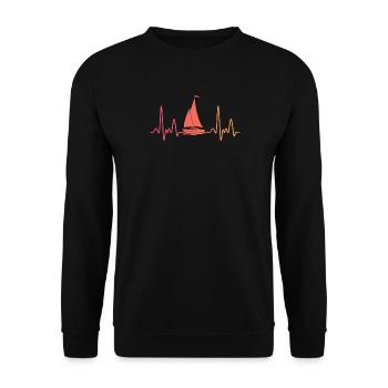 Bateau à voile Sunset battement de coeur voilier - Sweat-shirt Unisexe - noir - Devant - Alina (178cm) & Michal (187cm)