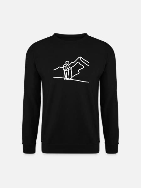 Minimalistischer Wanderer vor Bergpanorama - Unisex Pullover - Schwarz