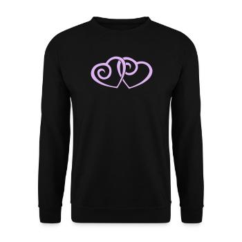 Double Hearts in Love Line Art - Unisex Sweatshirt - black - Front - Alina (178cm) & Michal (187cm)