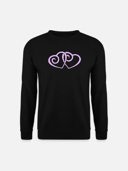Double Hearts in Love Line Art - Unisex Sweatshirt - black
