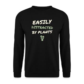 Easily Distracted By Plants - Unisex Pullover - Schwarz - Vorne - Alina (178cm) & Michal (187cm)