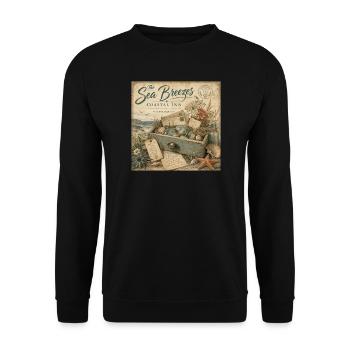 The Sea Breezes Coastal Inn Vintage Poster Decoration - Unisex Sweatshirt - black - Front - Alina (178cm) & Michal (187cm)