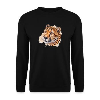 Watercolor look cheetah head - Unisex Sweatshirt - black - Front - Alina (178cm) & Michal (187cm)