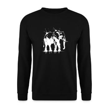 Elephant Splatter Ink White - Unisex Sweatshirt - black - Front - Alina (178cm) & Michal (187cm)