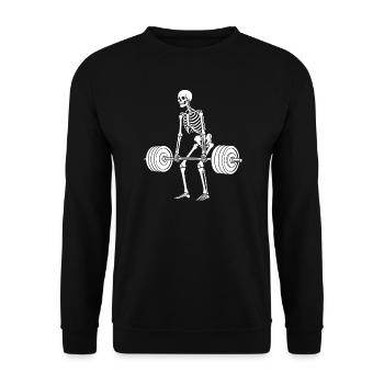 Skeleton weight lifting - Unisex Sweatshirt - black - Front - Alina (178cm) & Michal (187cm)