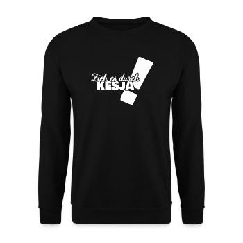 Kesja als Durchhalten - Unisex Pullover - Schwarz - Vorne - Alina (178cm) & Michal (187cm)