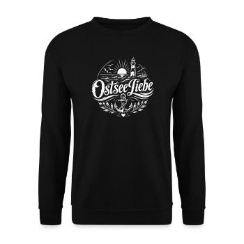 OstseeLiebe Leuchtturm Anker - Unisex Pullover - Schwarz - Vorne - Alina (178cm) & Michal (187cm)