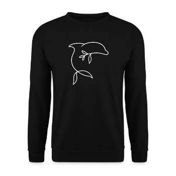 Minimalist dolphin with leaf fin - Unisex Sweatshirt - black - Front - Alina (178cm) & Michal (187cm)