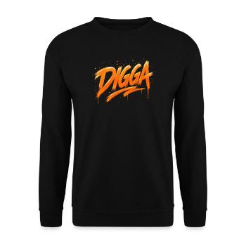 DIGGA – Urban Graffiti Statement - Unisex Pullover - Schwarz - Vorne - Alina (178cm) & Michal (187cm)