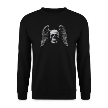 Winged Skull Gothic Emblem - Unisex Sweatshirt - black - Front - Alina (178cm) & Michal (187cm)