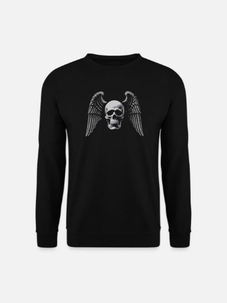 Winged Skull Gothic Emblem - Unisex Sweatshirt - black