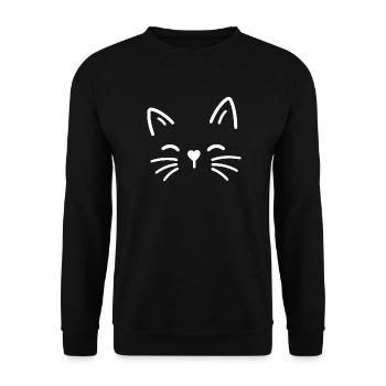 Chat mignon avec un nez en forme de cœur - Sweat-shirt Unisexe - noir - Devant - Alina (178cm) & Michal (187cm)