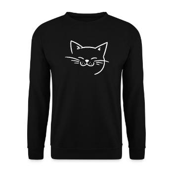 Visage de chat radieux avec des moustaches - Sweat-shirt Unisexe - noir - Devant - Alina (178cm) & Michal (187cm)