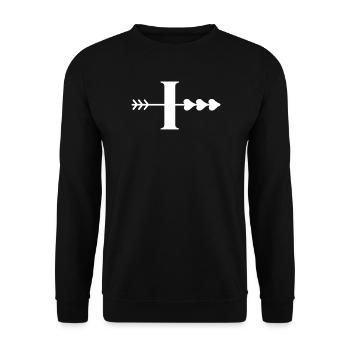 Buchstabe i, Pfeilherz, Herz - Unisex Pullover - Schwarz - Vorne - Alina (178cm) & Michal (187cm)