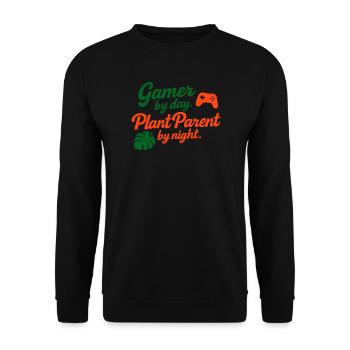 Gamer by Day Plant Parent by Night Shirt - Unisex Sweatshirt - black - Front - Alina (178cm) & Michal (187cm)